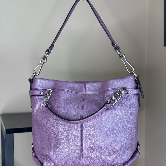 Coach Brooke Convertible Purple Soft Pebbled Leather Hobo/Shoulder Bag - Picture 3 of 16